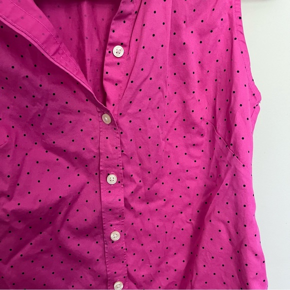 Banana Republic Non-Iron Vibrant Pink Button Down Sleeveless Blouse - Size 10 - Picture 5 of 5